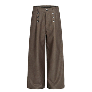 2Messages复古老钱风纽扣休闲西裤男美式宽松直筒拖地高级感长裤