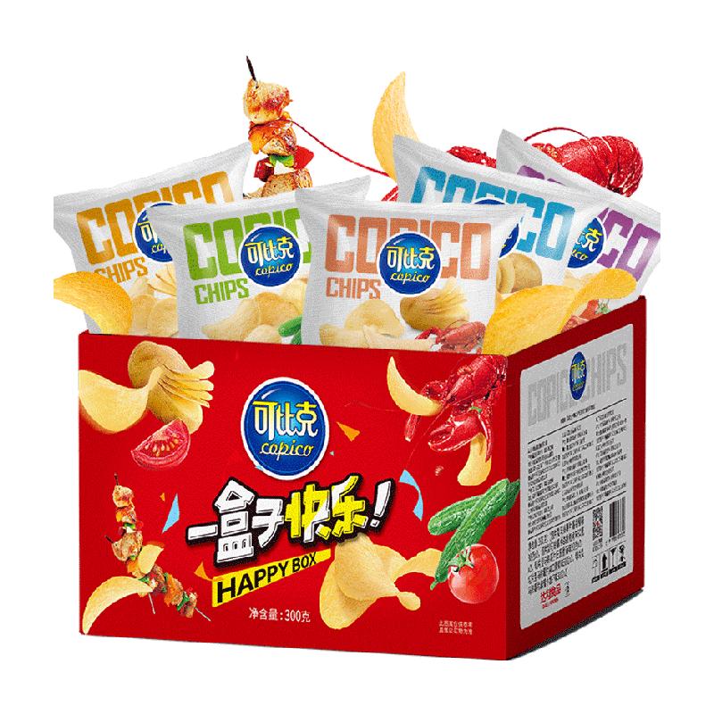 可比克纯切薯片礼盒10包休闲零食大礼包膨化食品小吃