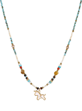 金色小马钛钢项链女毛衣链锁骨链