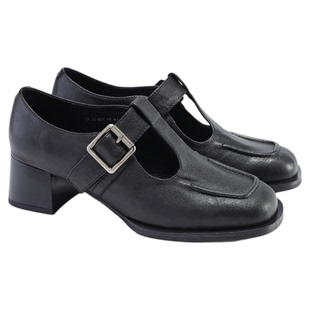 fed粗跟单鞋冬季新款女鞋T字带玛丽珍鞋通勤小皮鞋女S0911-YA119