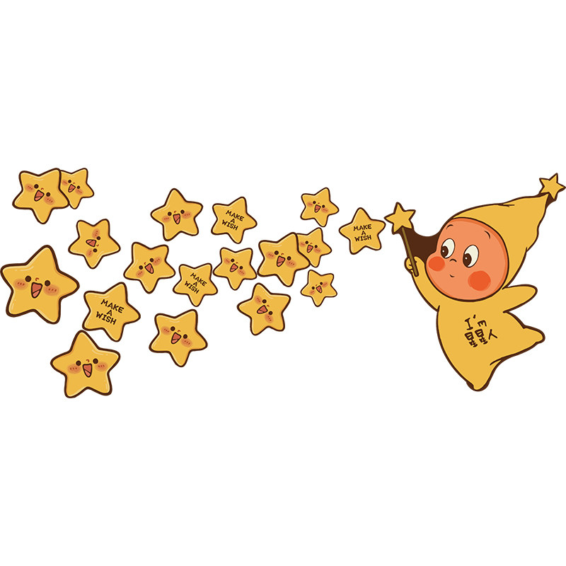 星星人环创挂画贴纸生日布置客厅沙发电视机背景墙面装饰遮丑挂件