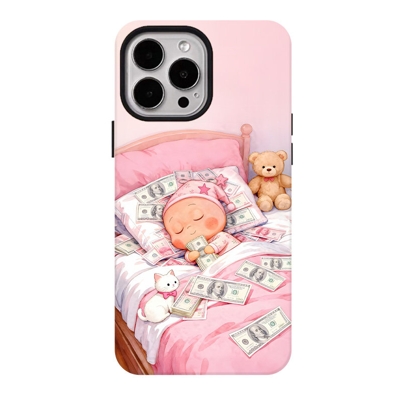 睡醒就有钱适用苹果17promax手机壳iphone16pro菲林磁吸支架个性华为P80小米15小众vivo防摔保护壳oppo暴富