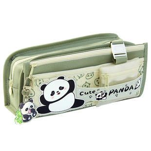 小槑同学 熊猫小口袋笔袋小学生女孩高颜值文具盒女生2026新款简约大容量黑色铅笔盒初中男生男孩男童儿童