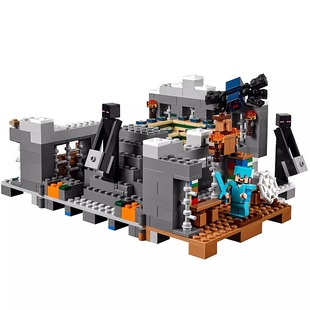 我的世界冥界末地传送门机关村庄房子益智积木拼装男孩子玩具礼物