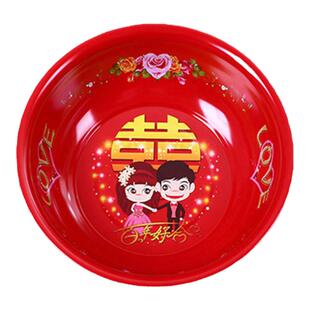 红盆结婚脸盆不锈钢洗脸盆脸盆家用新娘陪嫁喜盆马口铁面盆金色盆