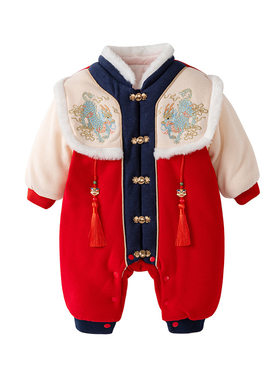 新生婴儿红色礼服冬季年服