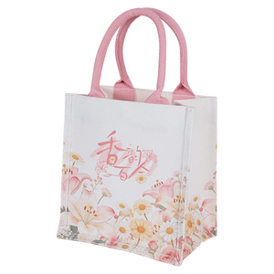 百合印花帆布环保购物袋大容量