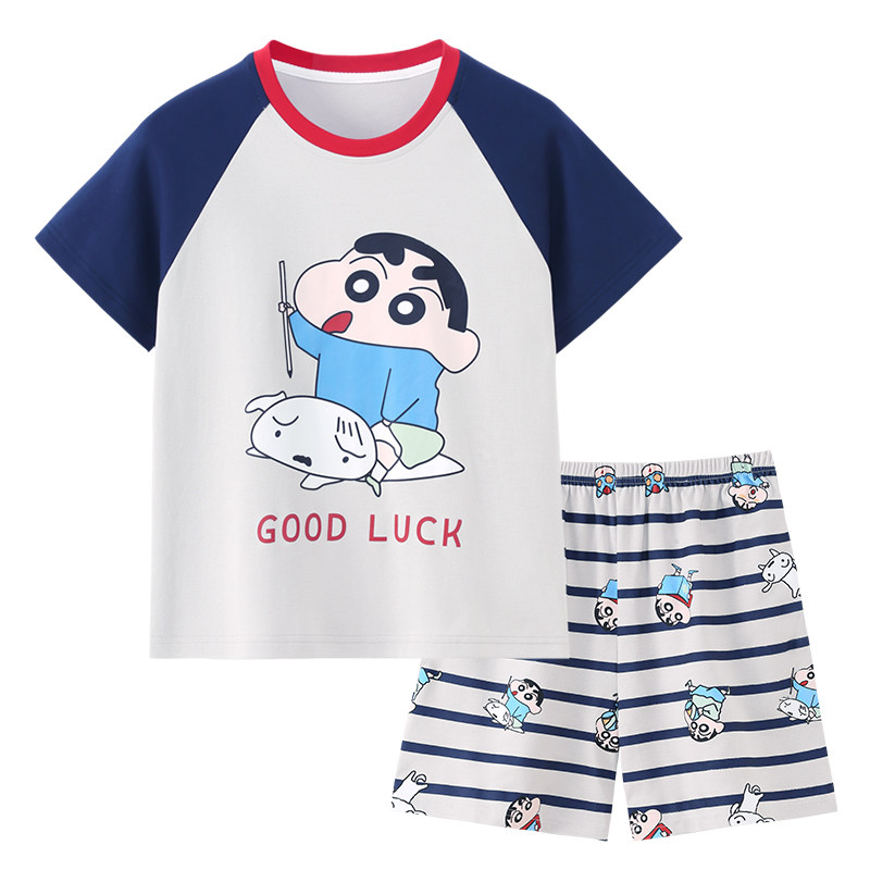 夏季男童纯棉蜡笔小新家居服套装