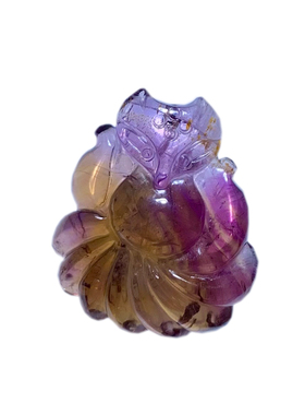 天然极光水晶雕刻件吊坠紫幽灵女