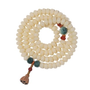 天然玉化白玉奶豆菩提根手串108颗挂脖长串女新中式好运莲莲手链