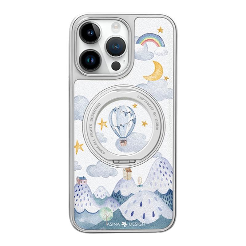 热气球适用苹果17Promax手机壳新款14旋转磁吸带支架iPhone16Pro保护套支点ip15高级的可爱女13pm全包仿皮