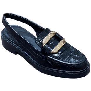 露娜女鞋SL方跟半凉鞋圆头厚底英伦风凉鞋后绊带凉拖女SL122096