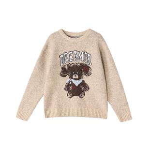 笛莎官方童装青少年女童毛衣冬季新款大童女孩学生卡通宽松针织衫