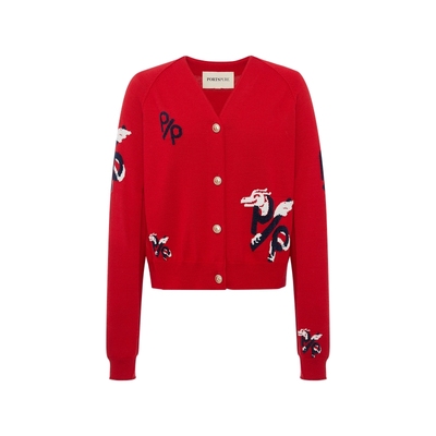 PORTSPURE绵羊毛刺绣图案针织衫