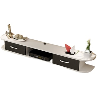 电视柜挂墙现代简约墙上客厅卧室实木壁挂式搁板吊柜机顶盒置物架