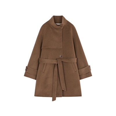 XWI欣未全羊毛美拉德双面呢大衣女秋冬气质立领小个子毛呢外套