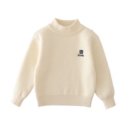 男童加绒毛衣套头衫白色打底衫