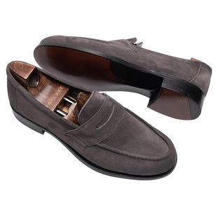 英国George Cleverley固特异皮鞋 手工休闲无里衬翻毛皮乐福鞋男