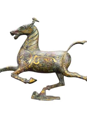 仿古青铜器马踏飞燕错金做旧摆件马到成功工艺品桌面开业礼品收藏