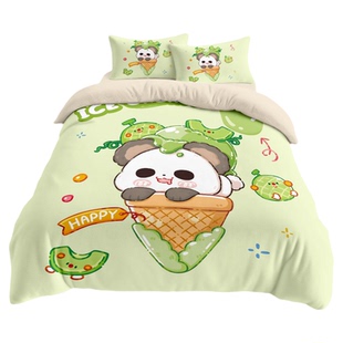 卡通动物牛奶绒四件套可爱小清新冬季保暖绒面床上床单被套床笠款