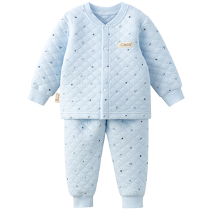 宝宝保暖衣套装加厚内穿分体儿童内衣秋冬三层夹棉中童秋衣套男童