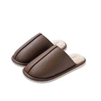 PU皮面防水静音棉拖鞋