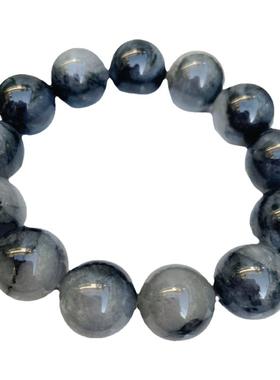 和田黑白分明青花籽料戈壁玉手链