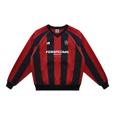 FDR官方店 徽章V领条纹美式卫衣男女春秋重磅情侣装运动上衣球衣