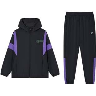 特步童装儿童拼色套装男童2026年新款中大童运动服春季夹克两件套