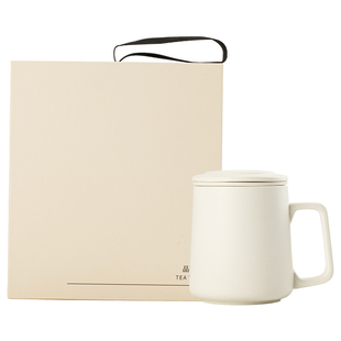 茶水分离杯陶瓷办公室家用奶茶带盖过滤个人专用泡茶杯子礼品定制