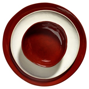 比利时Serax LA MERE复古红色餐具陶瓷家用碗高脚深盘西餐盘圆盘