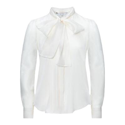 修身韩系长袖醋酸系带蝴蝶结衬衫