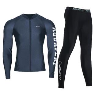 AquaPlay长袖拉链泳衣男长裤套装浮潜防晒冲浪服男士水母衣潜水服