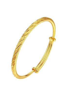 金包银斜纹流星雨黄金手镯足金女实心金镯子满天星手环女友生日