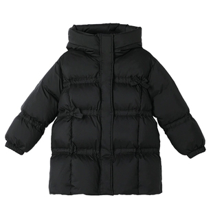 女童羽绒服2025新款儿童加厚保暖冬装外套小女孩黑色连帽面包服潮