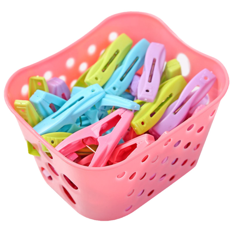 防风夹晾衣夹内衣袜子塑料小夹子带收纳篮被子固定衣服晒被晾晒夹