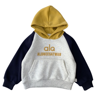 中小童一体绒连帽卫衣秋冬上衣潮