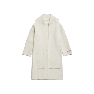 【周也同款】IIIVIVINIKO2025冬新款宽松一体式围巾领长款大衣女