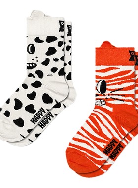 Happy Socks秋季款童袜多巴胺立体短袜中筒袜2双儿童袜子个性时尚