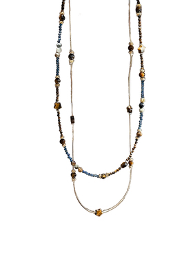 虎眼石串珠项链小众设计