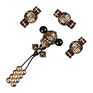 黄铜孙悟空配珠四件全套装佛珠手串文玩配件金刚星月菩提配饰套餐