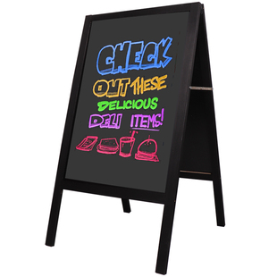 木质双面黑板广告牌立架店铺户外宣传招工展示牌人形手写立牌折叠