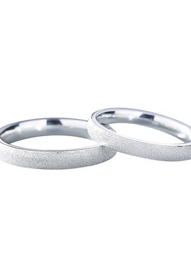 金宏宇999纯银磨砂情侣戒指小众ins素圈指环简约韩版满天星对戒潮