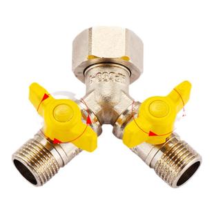 全铜燃气阀门煤气阀热水器6分球阀Y型一进二出三通球阀然气带开关