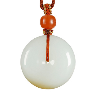 玉友和田玉平安扣吊坠男女款玉坠糖白羊脂玉扣大玉钱怀古玉璧挂件