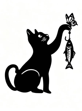 黑猫铁艺剪影户外栅栏摆件