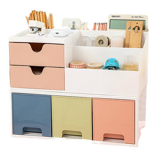 多功能书桌收纳置物架一体学生儿童工位收纳神器抽屉储物文具笔筒