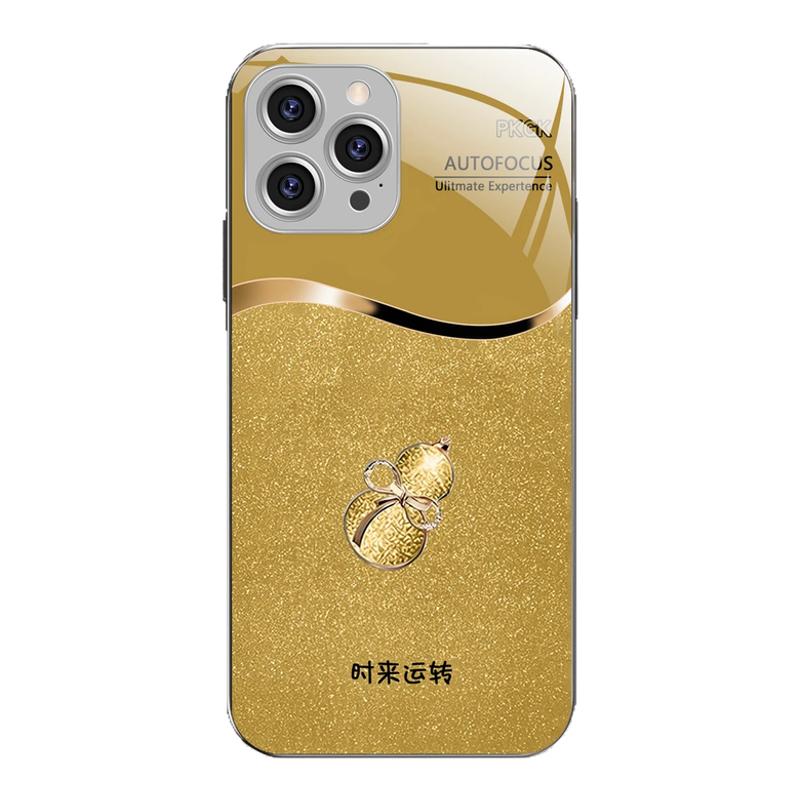 时来运转葫芦玻璃壳适用苹果14手机壳新款高级感轻奢iPhone16/15/13外壳硅胶全包防摔苹果17Promax保护壳男女