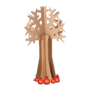 幼儿园手工制作材料纸箱玩具圣诞树diy 涂色拼装模型立体大树道具