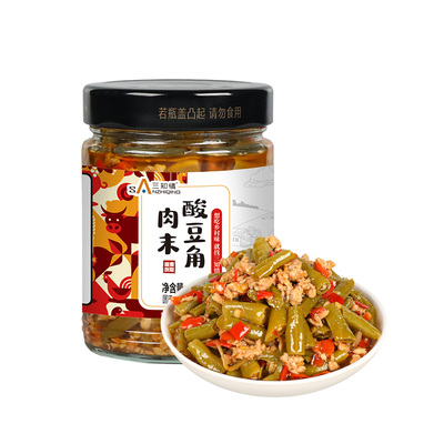 三知情湖南特产酸豆角肉沫瓶装